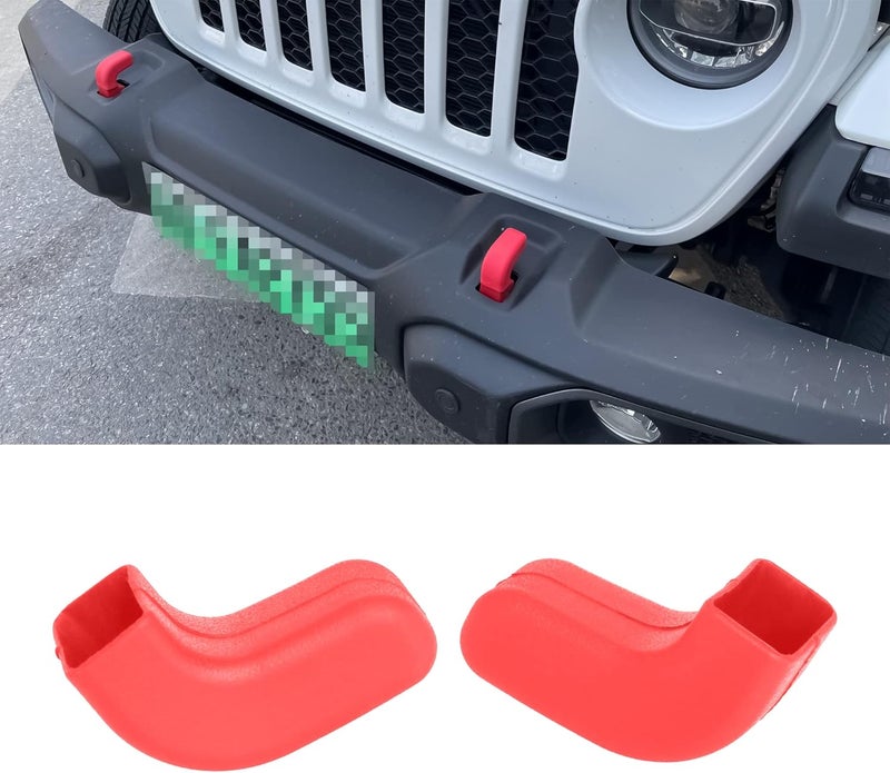 Phamyor Red Factory Bumper Tow Hook Covers Fit for Jeep Wrangler JK JL & Gladiator JT 2007-2023 Front Bumper, Add Cushioned Grip to Tow Strap Recovery, Protect from Scuffs and Scratches, 2Pcs - Image 1
